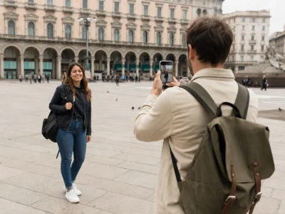 Ask for a photo to a stranger protecting phone and privacy