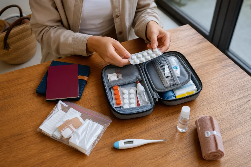Travel health kit ordered with first aid packs and material