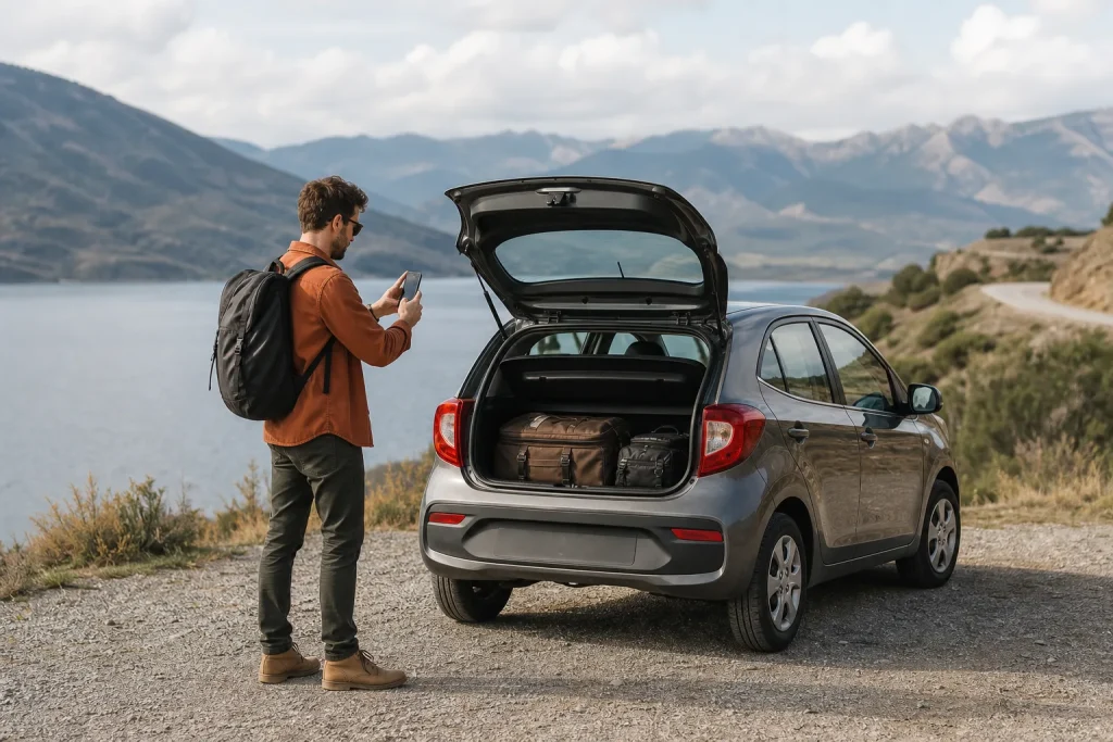 Traveler only controls a rental car before a road trip