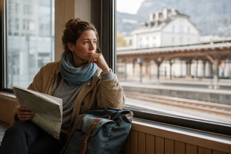 Traveler only looks at a map before passing the fear of leaving